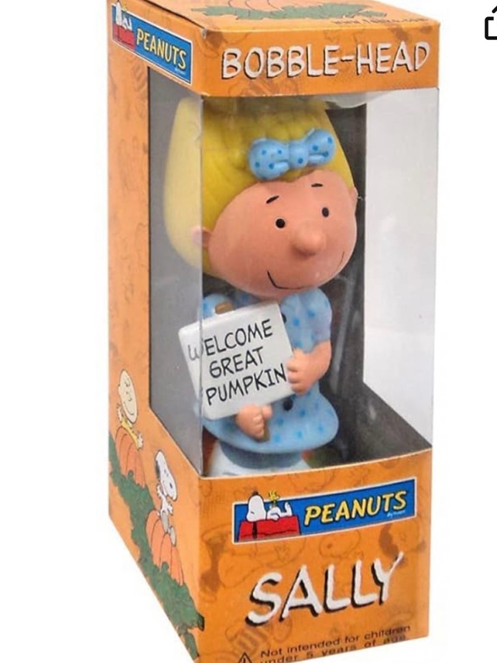 Funko Peanuts Sally Bobble-Head in Blue Dress with Yellow Hair